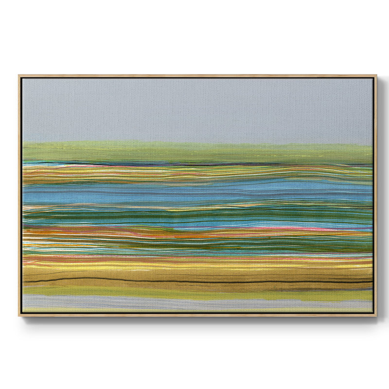 Stries parallèles II, H 25 po x l 37 po x P 2 po, Toile naturelle avec cadre flottant, Non