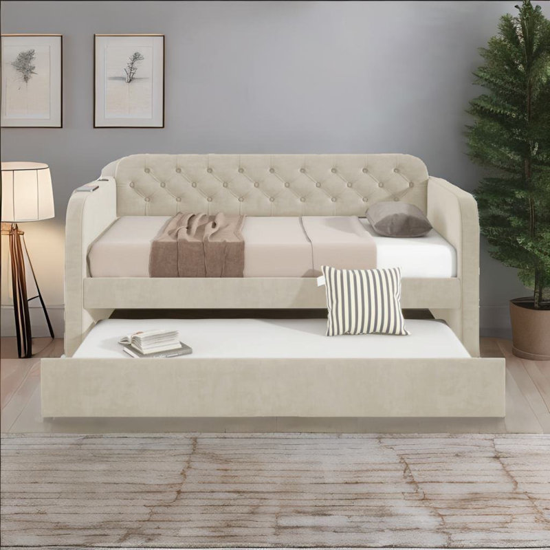 Upholstered Daybed, Beige