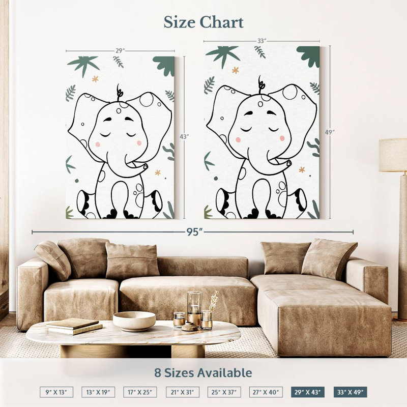 Ashelle Nursery Baby Elephant, 51" H x 34" W