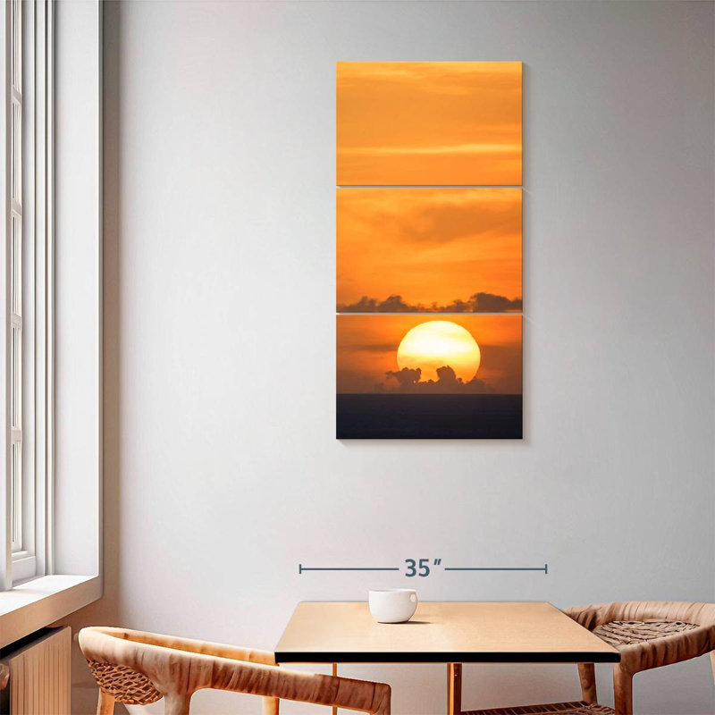 Coucher de soleil brillant des Antilles, H 62 po x l 30 po