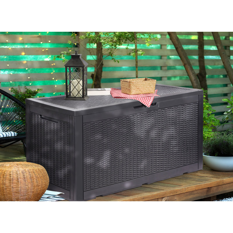 KUTIME 100 Gallon Water Resistant Resin Lockable Deck Box