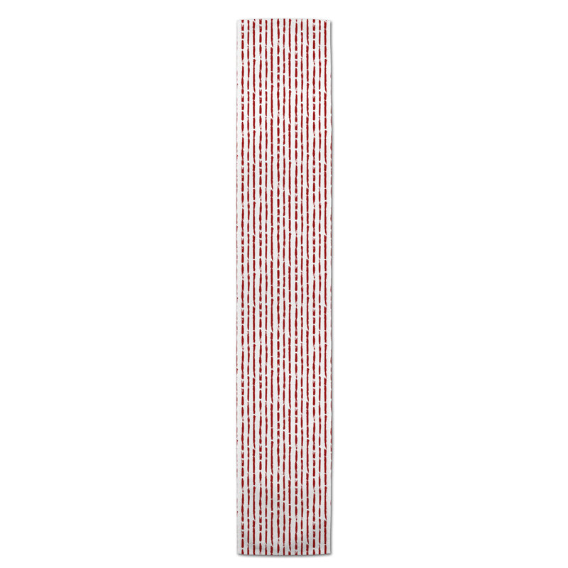 Zaki Painted Strokes Table Runner, 90" x 16", Red