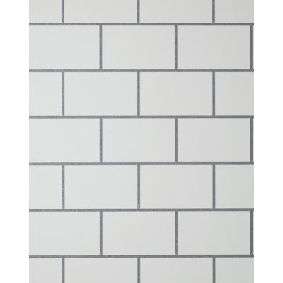 Metro Tile White Silver Wallpaper