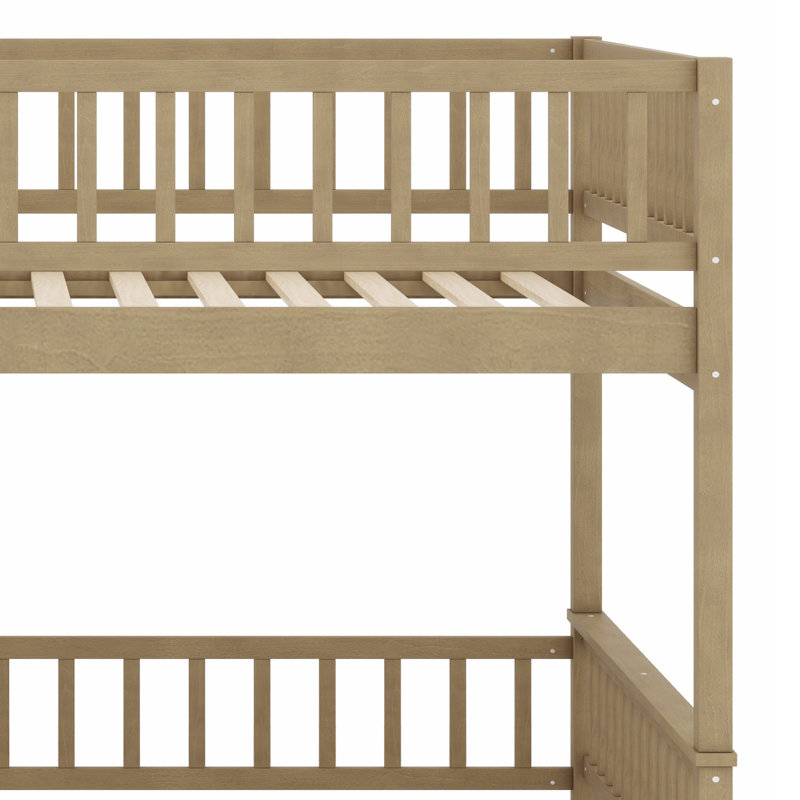 Modern Bunk Bed with Convenient Ladder and Safety Guardrails, Walnut