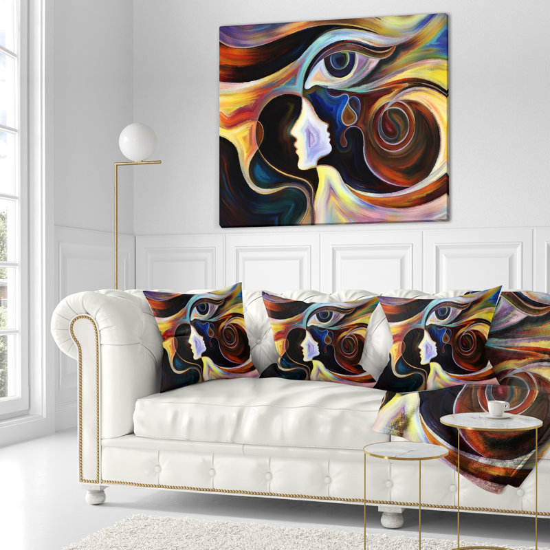  Coussin Abstract, 16 po x 1 po, Carré