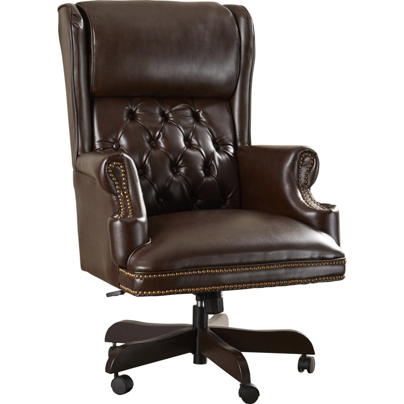 High Back Traditional Tufted LeatherSoft Executive Swivel Ergonomic Office Chair, Brown