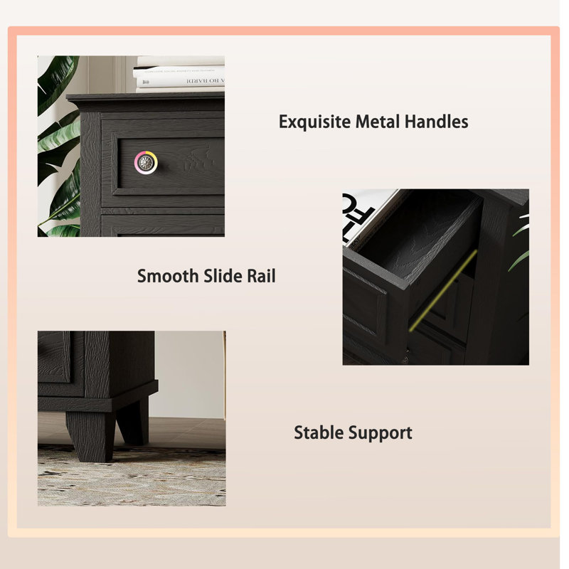 81.3 cm W Chest of 3 Drawers, Black