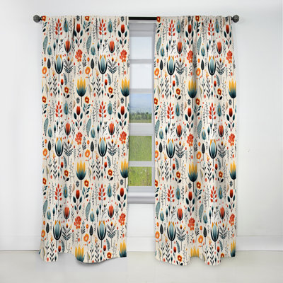 Scandinavian Yellow And White Collage II - Floral Curtain - Blackout Curtain - 1 Panels
