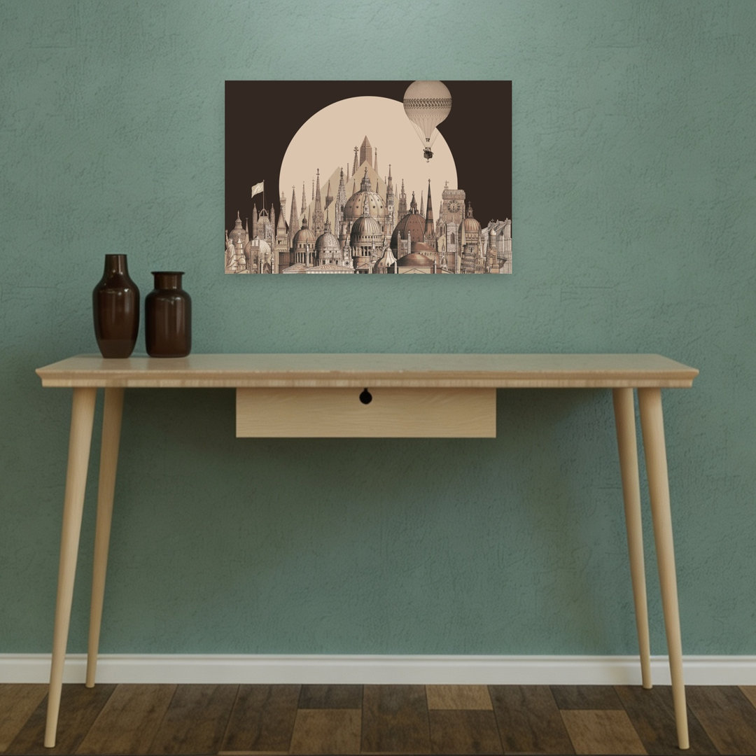 Global Architectural Fantasy Classic Vintage Abstract Architecture City Wall Art Print