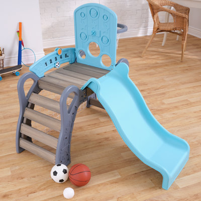 5-in-1 Toddler Sports Climber With Soccer Goal, Basketball Hoop, Baseball Toss And 3 Balls