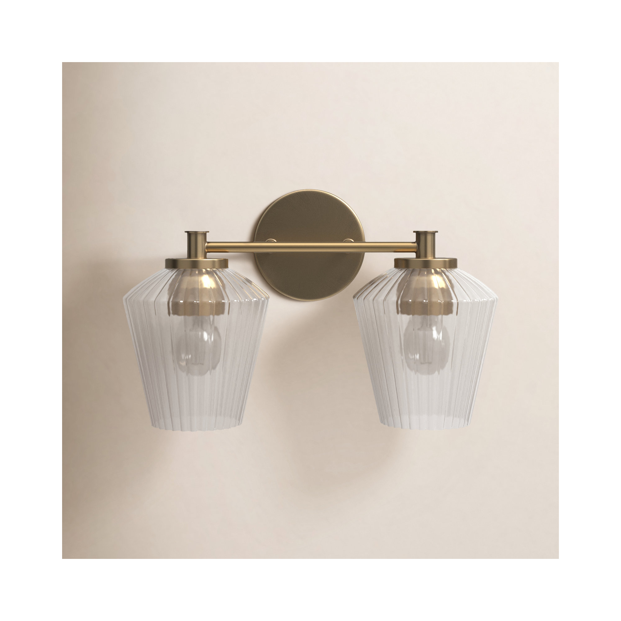 Depner 2 Light Ribbed Dimmable Vanity Light, Brass