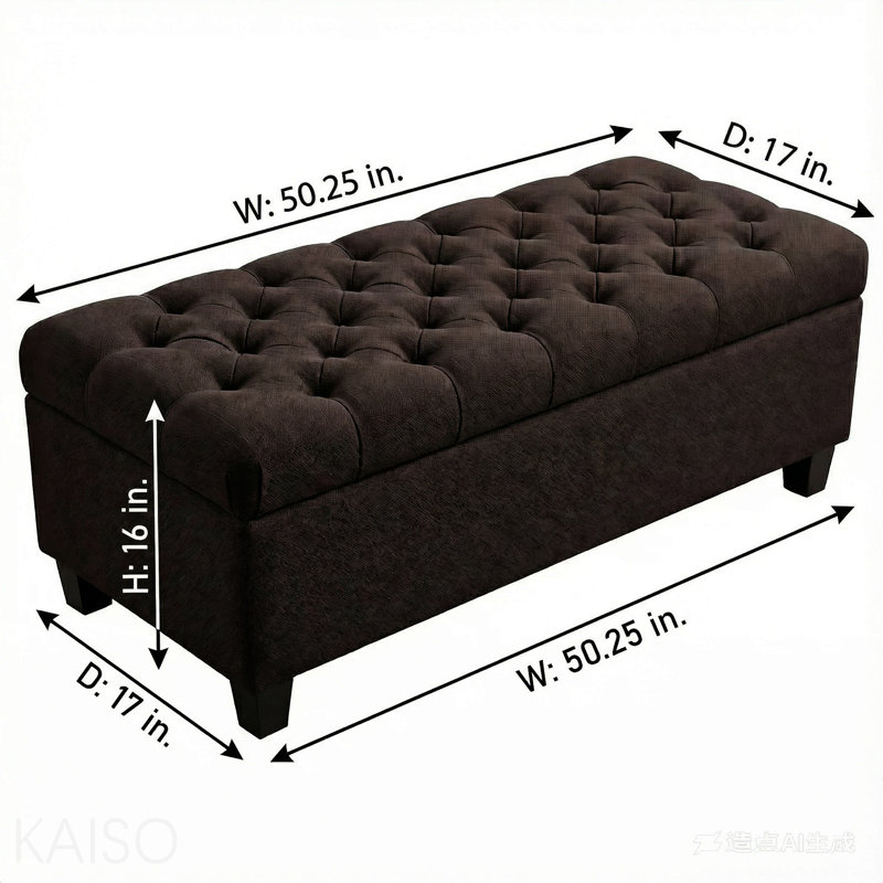 Banc de rangement avec repose-pieds, charnières de sécurité - brun