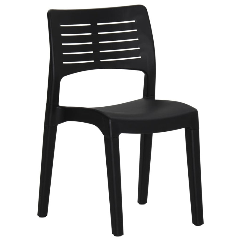 Popel Stacking Patio Dining Side Chair with Cushion, Anthracite