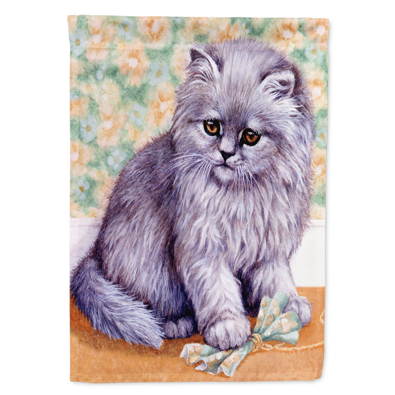 Grey Cat by Daphne Baxter 2-Sided Garden Flag, 15" H  x 11" W