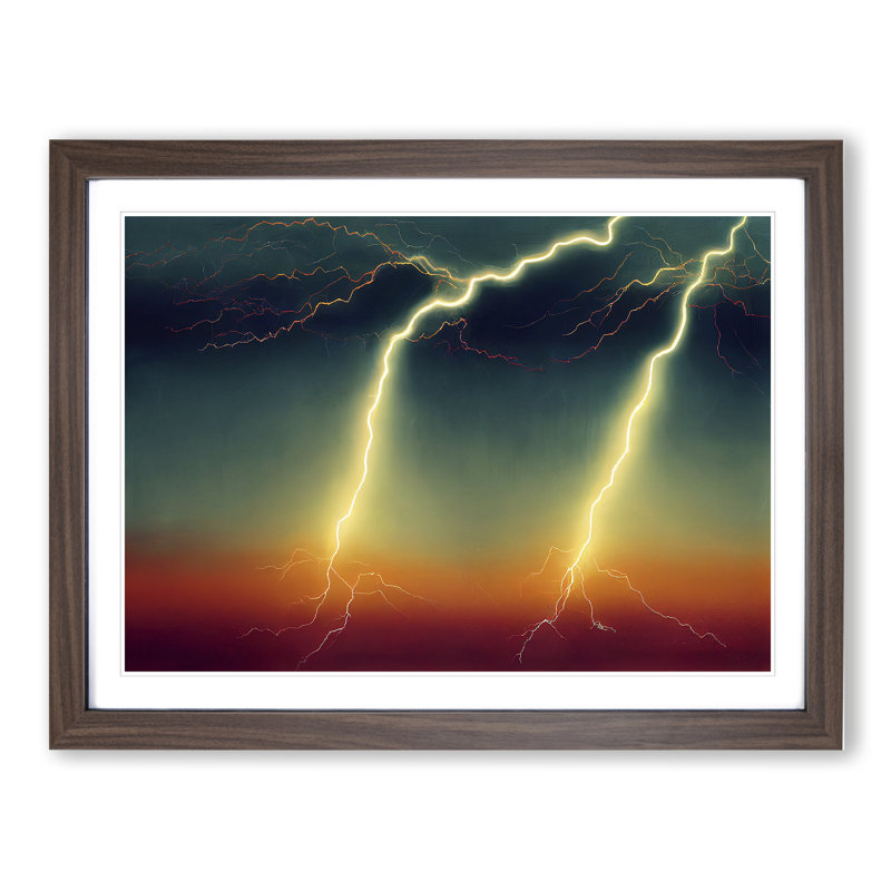 Epic Lightning Bolt - Framed Print, 34cm H x 46cm W x 2cm D, Walnut