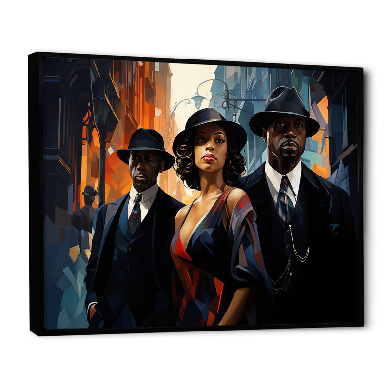 Mode afro-américaine à Harlem Renaissance - Art mural Harlem Renaissance, Cadre flottant noir, H 30 po x l 40 po x P 1,5 po