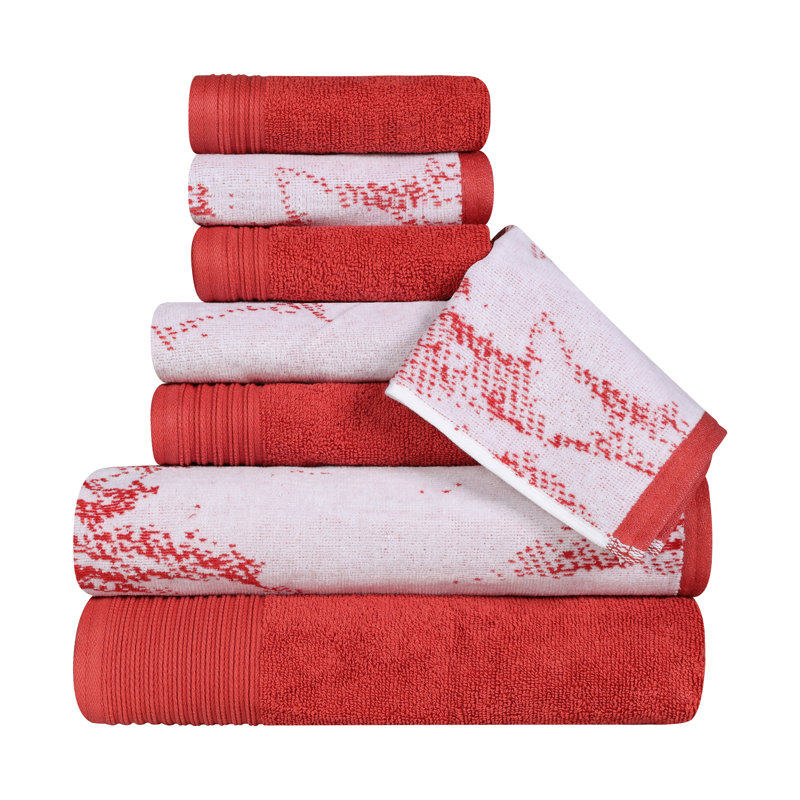 Kreager 500 GSM 100% Cotton Quick-Drying Marble Solid Towel Set, Terra Cotta, 8 Piece Towel Set