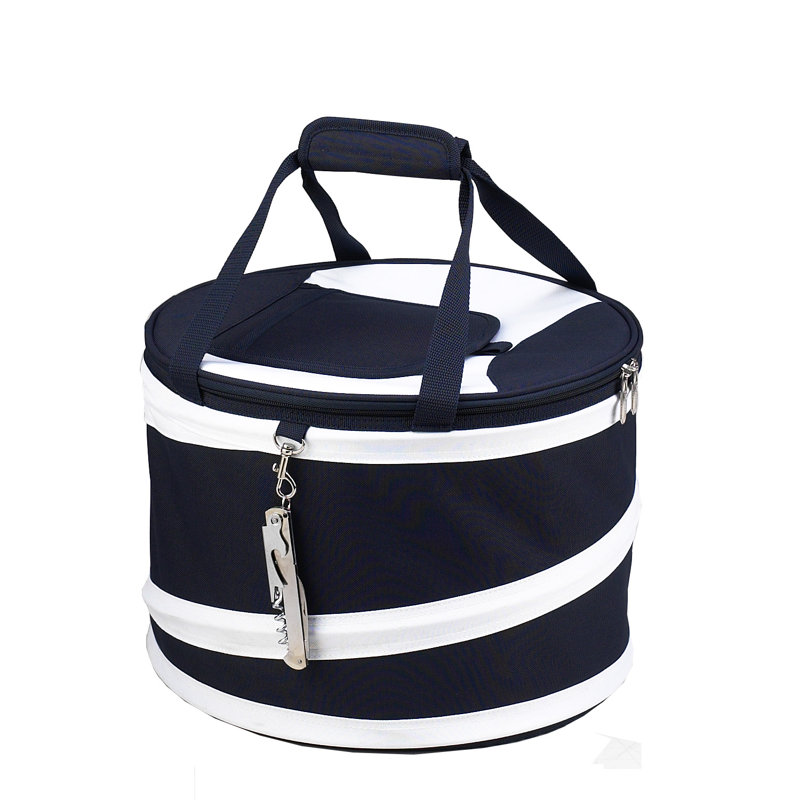Glacière escamotable 24 canettes, Bleu marine et blanc