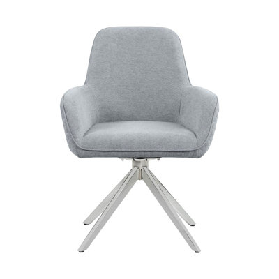 Grey Upholstered Swivel Dining Chair - Contemporary, Elegant, Wide Seat Contemporary In 360 Degree Swivel, Stylish Design