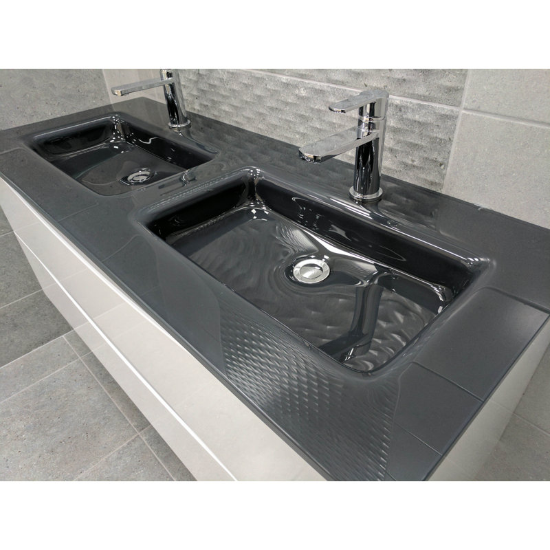Stanhope 1200mm Double Bathroom Vanity with Integrated Glass Basin, Grey