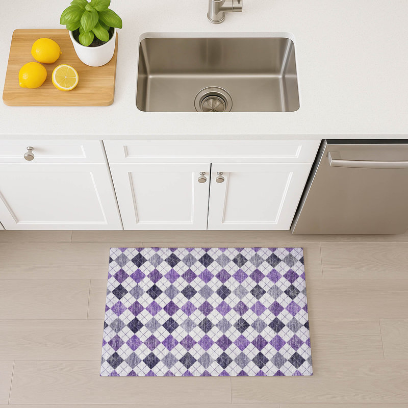 Machine Washable Indoor/Outdoor Gursevak ACN2237 Geometric Rug, Rectangle 1'8" x 2'6"