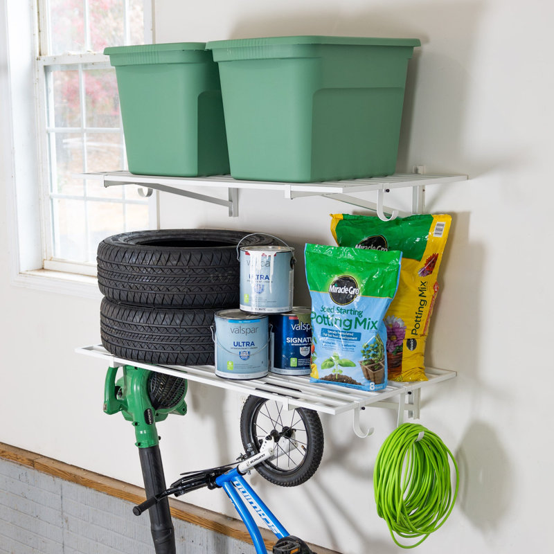 2' x 4' Bristol Garage Wall Mount Shelves | 2 Pack | White, Chrome