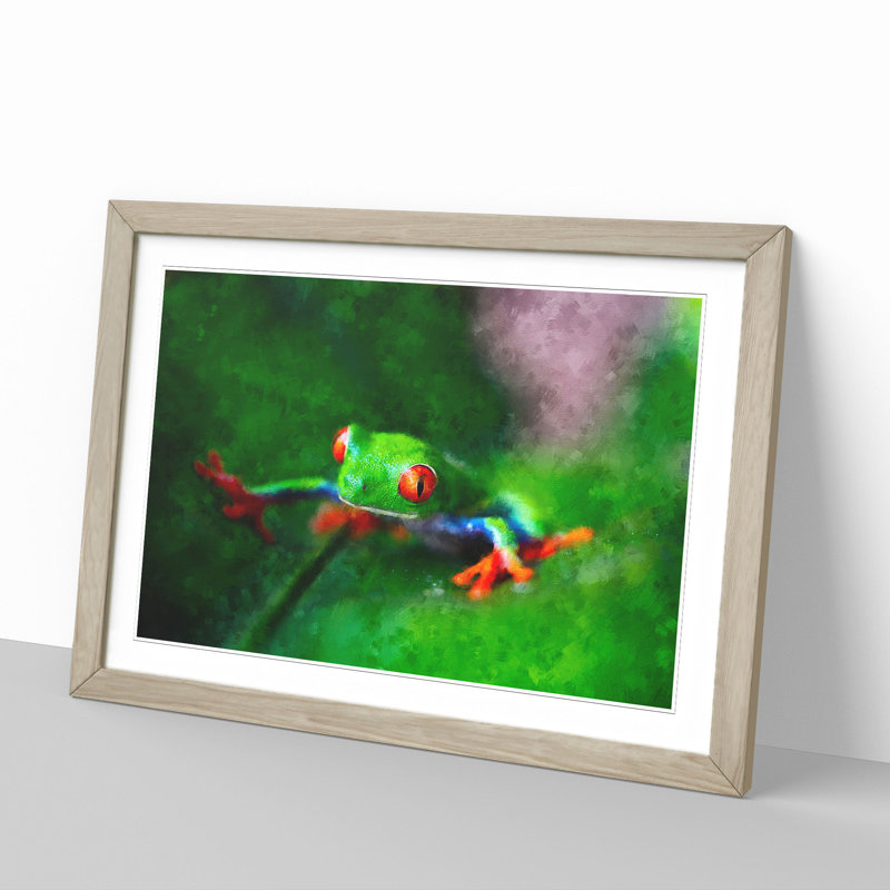 Tree Frog Vol.1 - Picture Frame Graphic Art, Oak, 27cm H x 36cm W x 2cm D