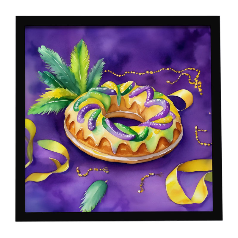 «King Cake Mardi Gras», reproduction d'art encadrée