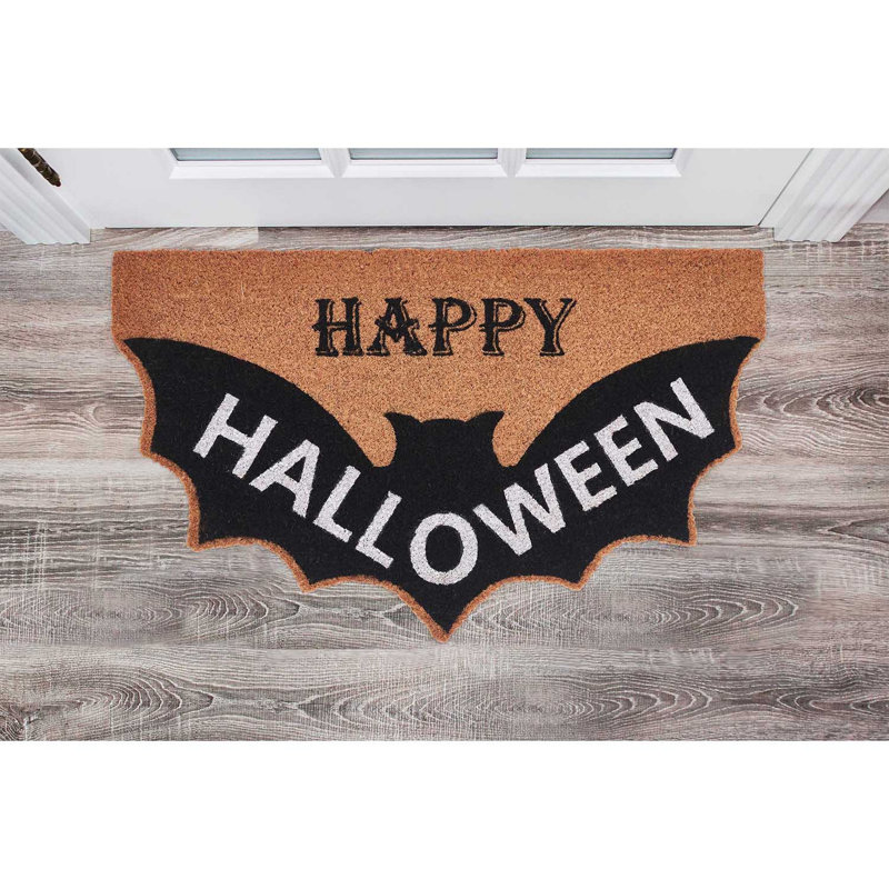 Paillasson chauve-souris multicolore en forme de chauve-souris Halloween, 18 po x 30 po