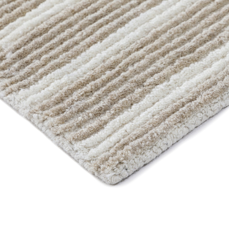 Ivory and Gray Geometric Hand Tufted Wool Area Rug