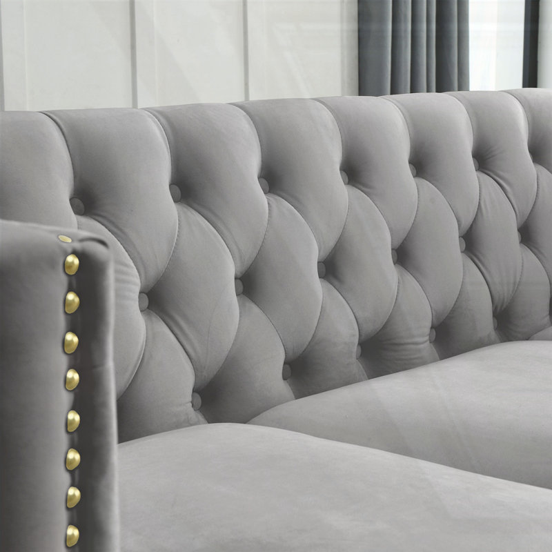 Canapé moderne rembourré 2 pièces, Gris