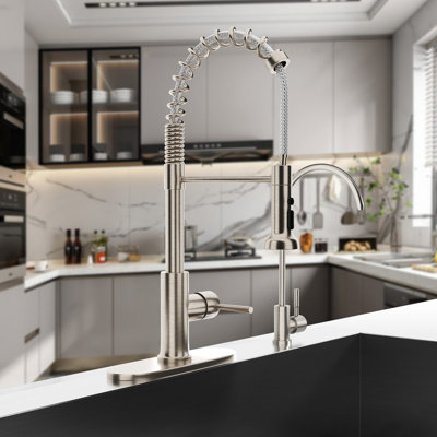 Pull Down Kitchen Faucet Single Handle Kitchen Sink Faucet with Pull Down Sprayer Brushed Nickel