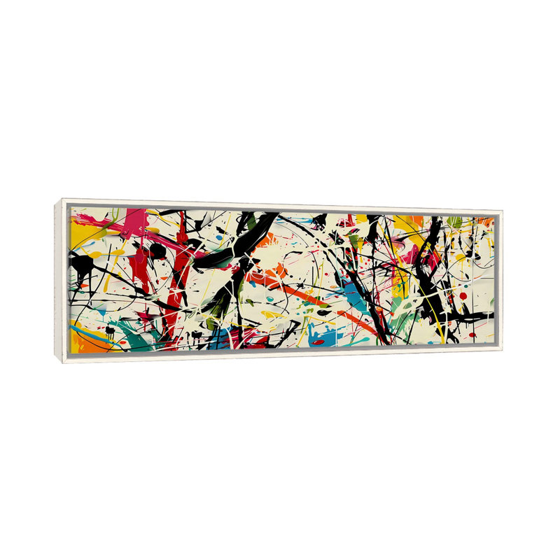 Pollock Wink, reproduction d'art mural, toile encadrée, H 20 po x l 60 po, Blanc patiné