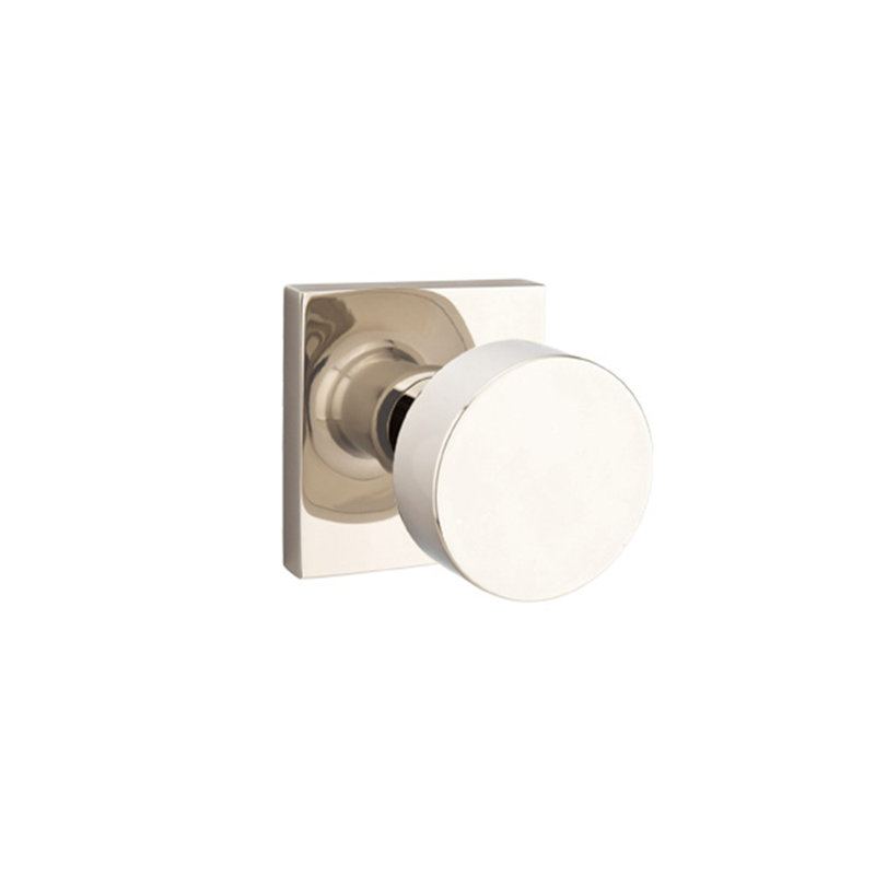 Double Dummy Round Knob with Square Rose, Polished Nickel 