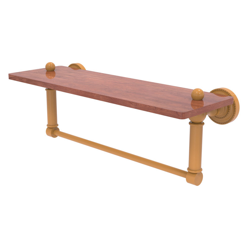 Tablette flottante en métal avec barre à serviettes Dottingham, H 5 po x l 16 po x P 5 po, Jaune doré