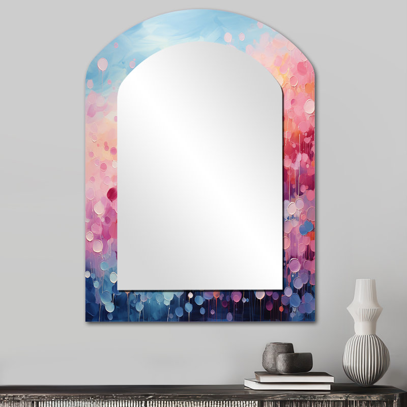 Cotton Candy I - Landscapes Arch Mirror, Modern Asymmetrical Unique Wall Mirror, Printed Metal Art, 34" x 25"
