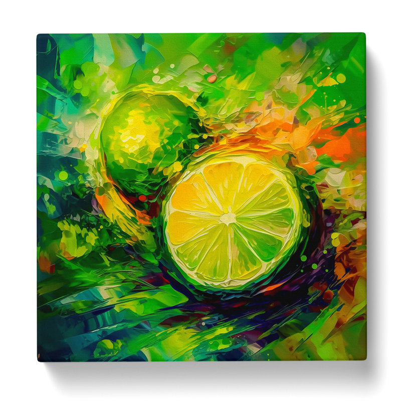 Lime Fruit Impressionism - Wrapped Canvas, 50cm H x 50cm W x 3cm D