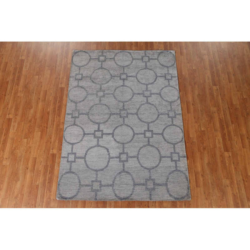 Tapis abstrait en laine moderne noué à la main 5 x 7