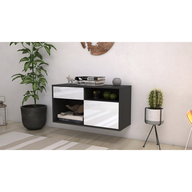 Halbrook Unfinished Floating TV Stand, High Gloss White