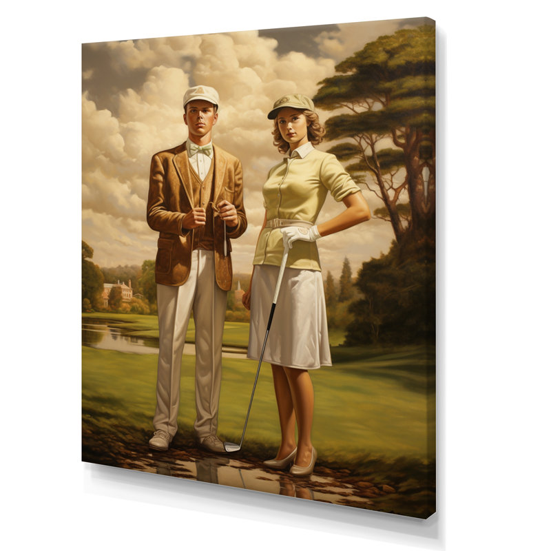 Ombra rétro, golf intemporel - art sur toile de golf, Toile tendue, H 20 po x l 12 po x P 1 po