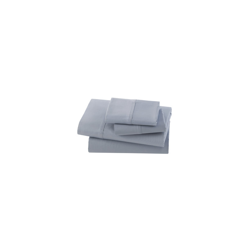 Letto Studio Bedding Egyptian Cotton Sateen Sheet Set, Celestial Blue, Full Sheet Set + Fitted Sheet + 2 Pillowcases