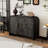 Retro Minimalist 3-door Curved Sideboard With Gold Handles And Adjustable Shelves-399957450