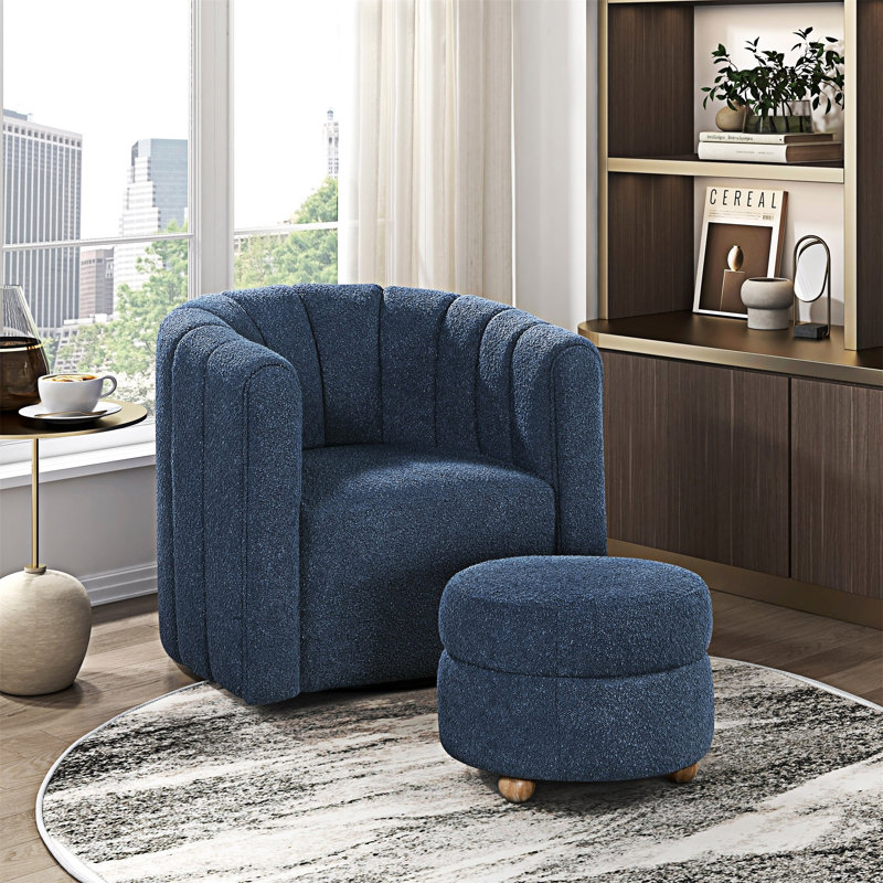 Fauteuil pivotant avec repose-pieds Upholstery, Bleu