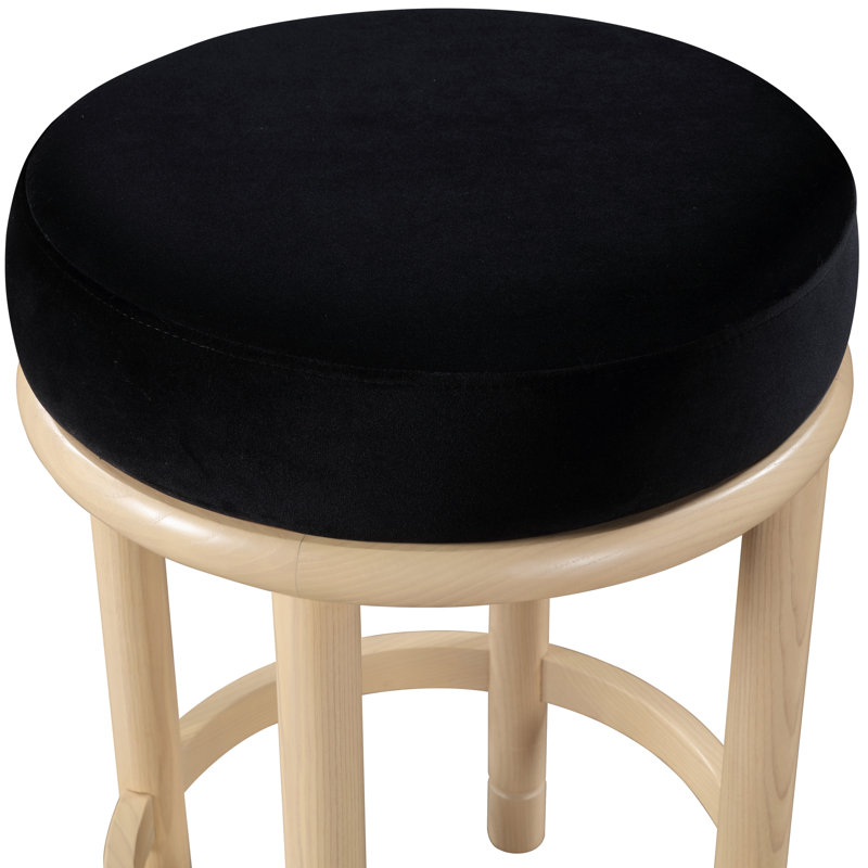 Tabouret de comptoir en velours Monette, Velours noir, Noir