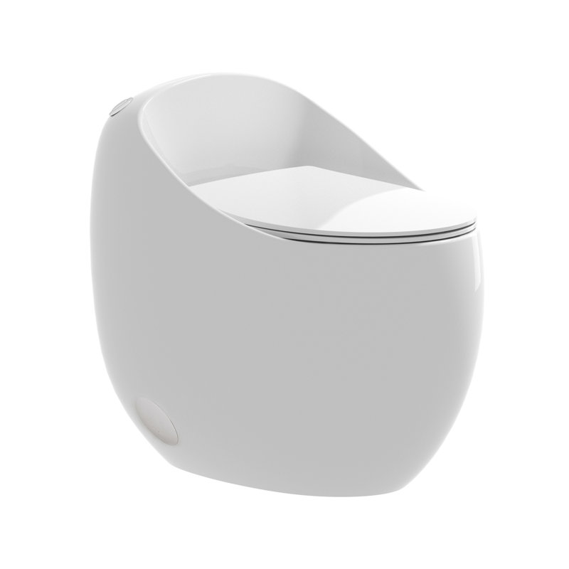 Modern Ceramic Toilet With Egg Shape - Glossy White, 1.28 Single Flush, Efficient Water Usage White Flush Shape, , Comfortable Seat