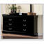 Élégante commode à finition noire Louis Philippe III avec six tiroirs spacieux, alliant élégance moderne et rangement pratique.-42518504