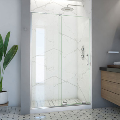 DreamLine Mirage-X 44 - 48 inch W x 71 inch H Frameless Sliding Shower Door in Chrome - Right Wall Installation