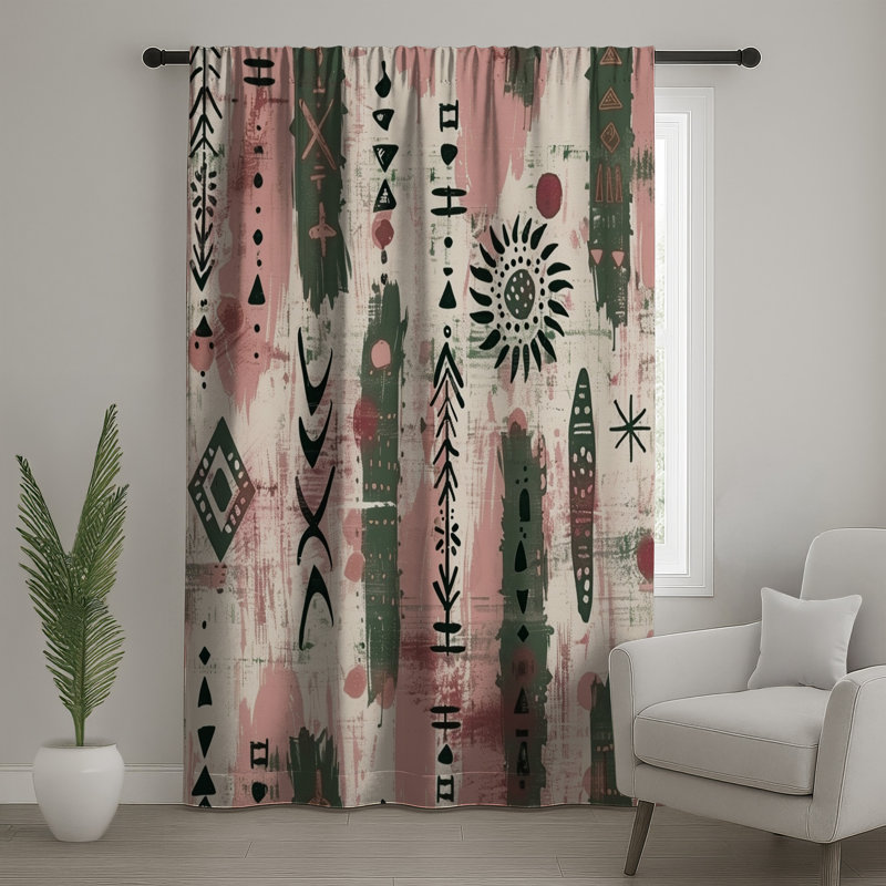 Rideaux de fenêtre Tribal Abstract Symbols, Transparent, 50 po x 80 po - 1 panneau