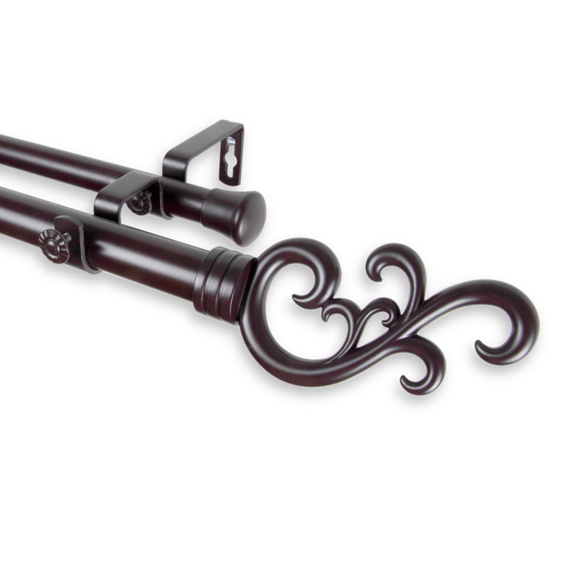 Tringle à rideaux double Mcfarren, Acajou, l 160 po à 240 po