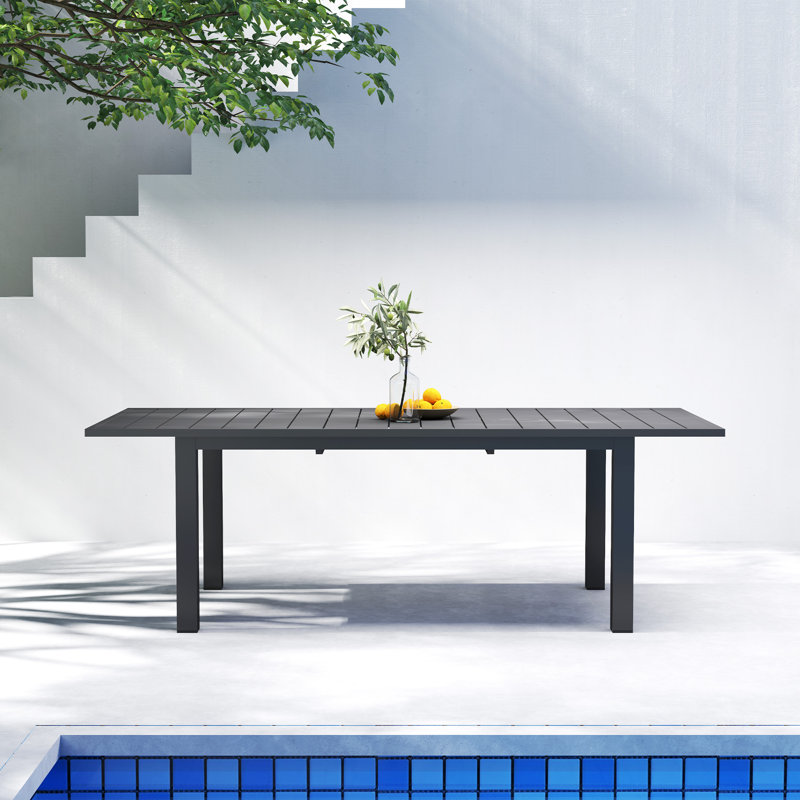 Table de salle à manger d'extérieur Calliana, Gris, 91.33"